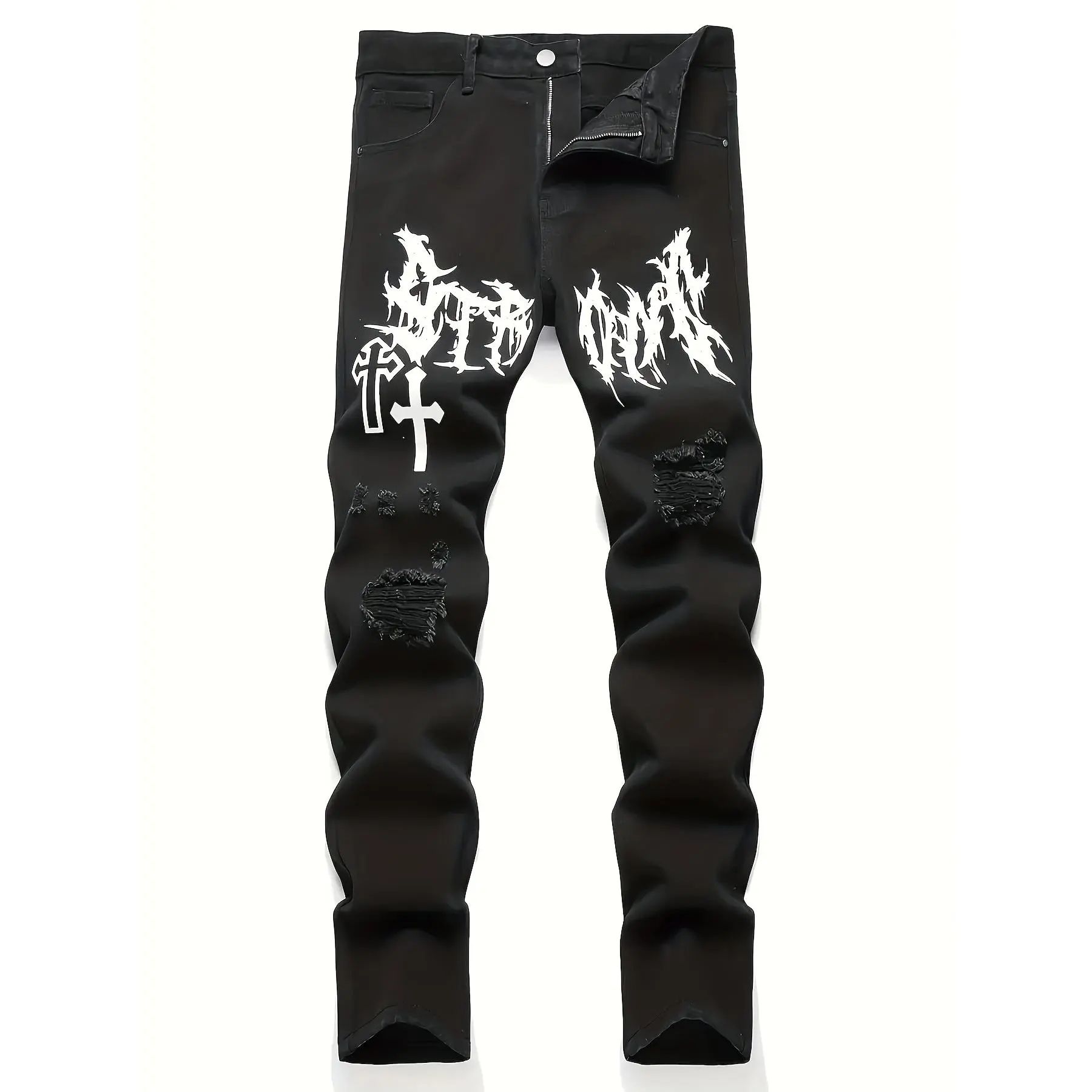 Men's Street Paint Printed Jeans Jeans