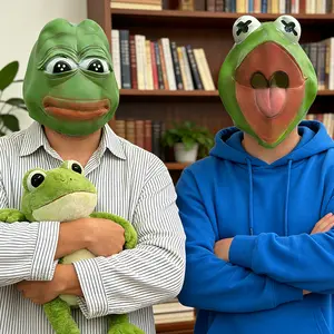 Frog mask, animal full head latex mask, Halloween adult role-playing costume, party decoration props, green, a must-have for creepy adult parties
