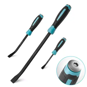 DURATECH 3-Piece Pry Bar Set, Including 8", 12" and 18", Hammer Strike Cap, Angled Tip for Prying and Moving Objects