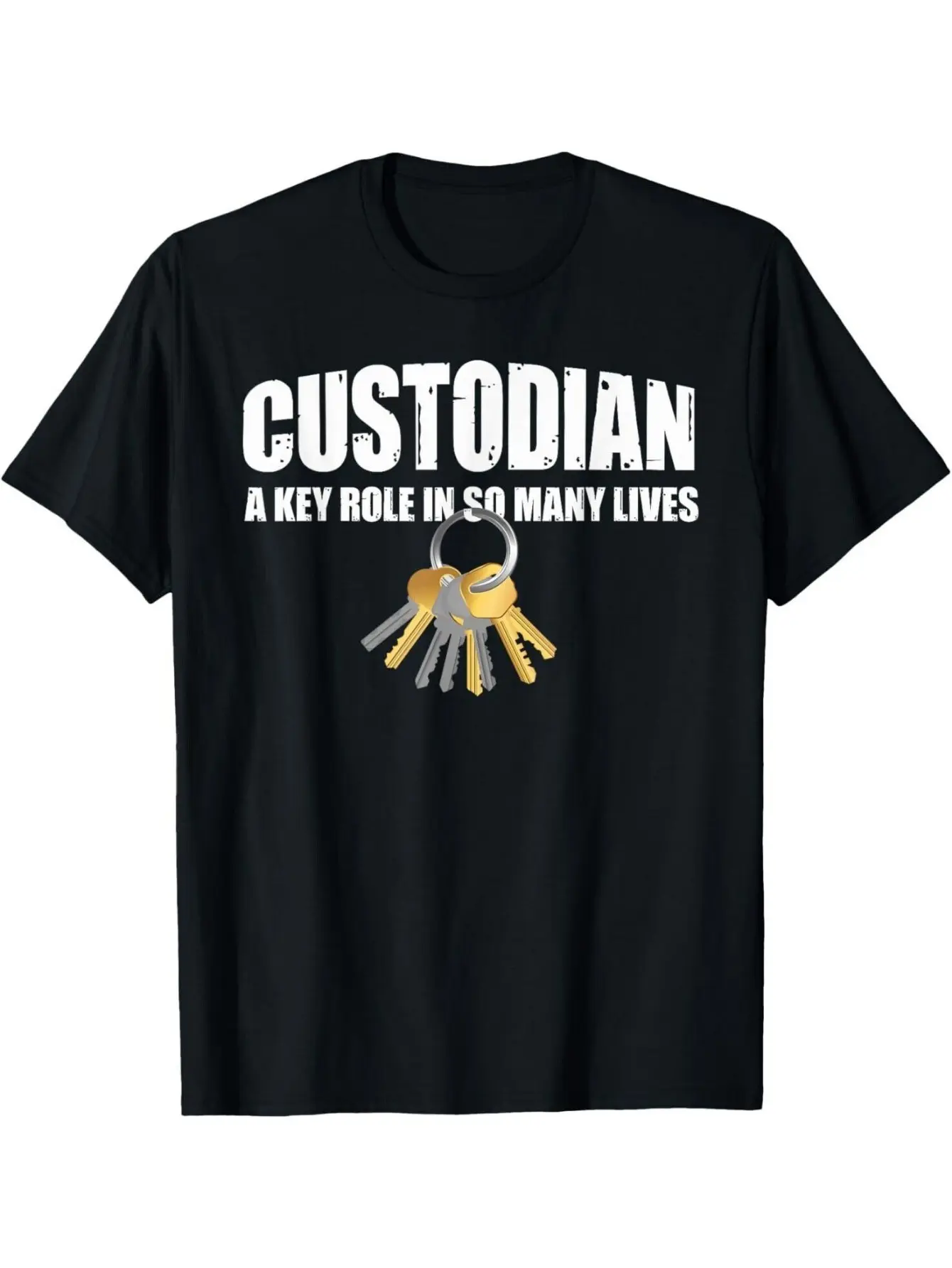 Custodian Appreciation Gift T-Shirt - Janitor Staff unisex soft cotton short sleeve t shirt, vintage graphic casual tee for men women teens, perfect birthday holiday gift for camping travel gym daily street casual wear