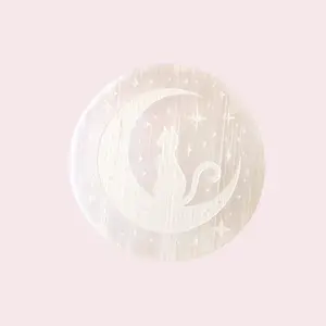 Selenite Charging Plate | Moon Cat Selenite Charging Plate | Moon Cat
