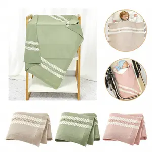 Baby Knit Blanket, Soft Lightweight Baby Wrap Blanket, Unisex Newborn Carrier Blanket, Ideal Gift for Baby Room, Crib, Stroller