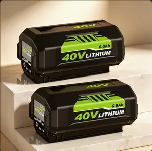 2 /4 Pack 40V 6.0Ah Lithium Ion Replacement Battery for Ryobi 40 Volt OP4060, Compatible with OP40601 OP40602 OP4060A1 OP4026A OP4075A Cordless Tools, Green 6000mAh Battery