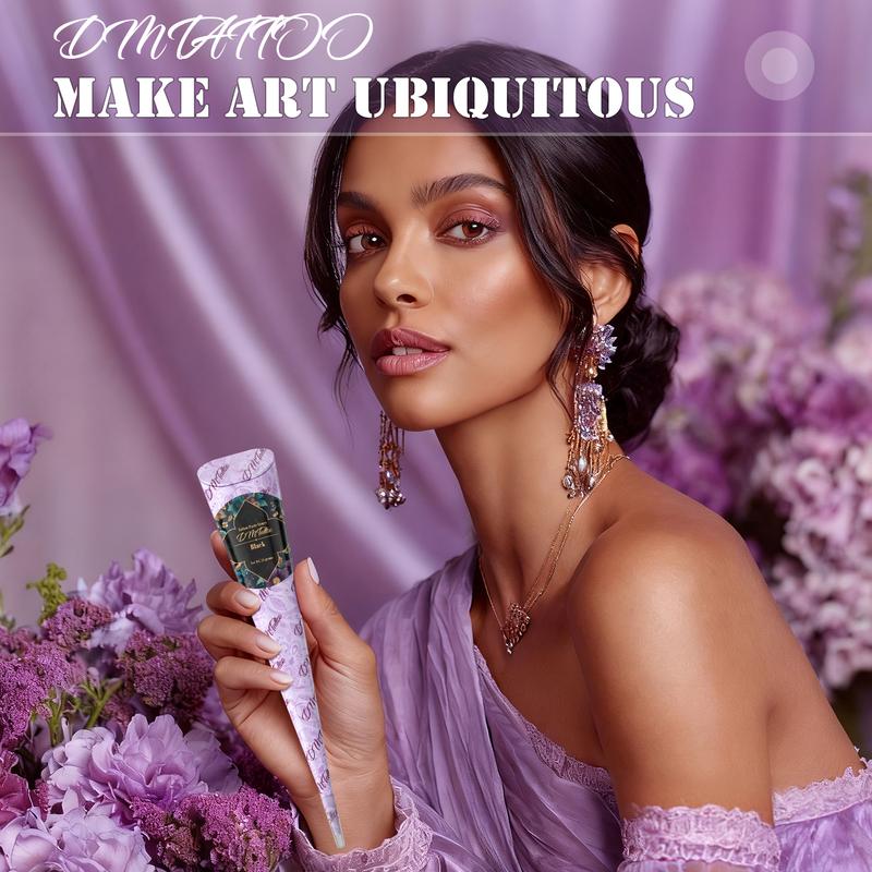 DM Temporary Tattoo Kits 6 Tattoo Cones 133 Stencils Semi Permanent Markers for Women Men Kids DIY Body Makeup Art Party Gifts Long Lasting