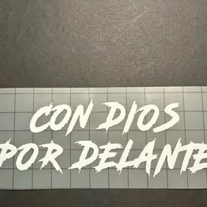 Con Dios Por Delante decal for Cars, Trucks, Home Decor, and Crafts