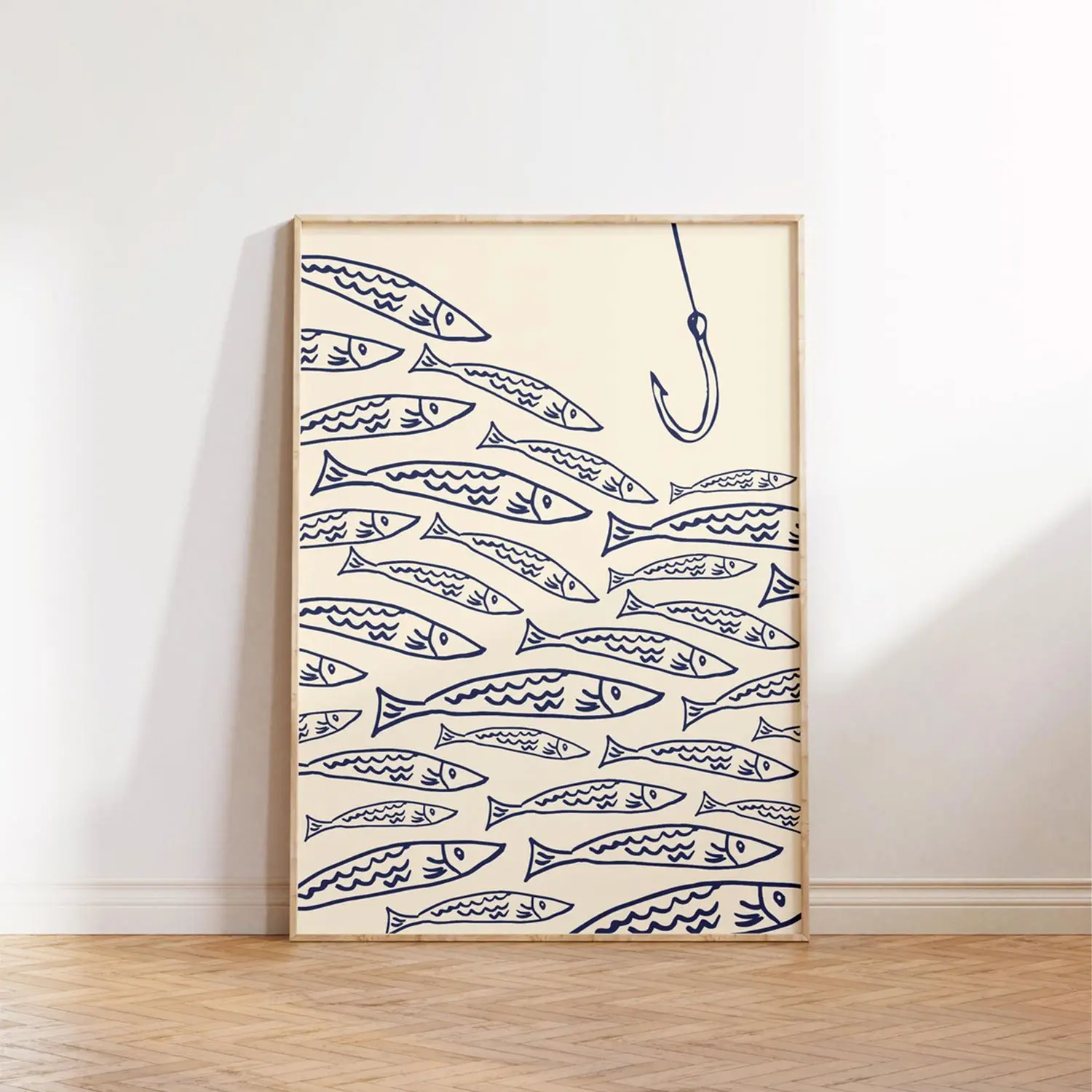 Fishing Poster, Trendy Fisherman Wall Art, Nautical Fish Print, Minimalist Aesthetic Poster, Home Decor Poster