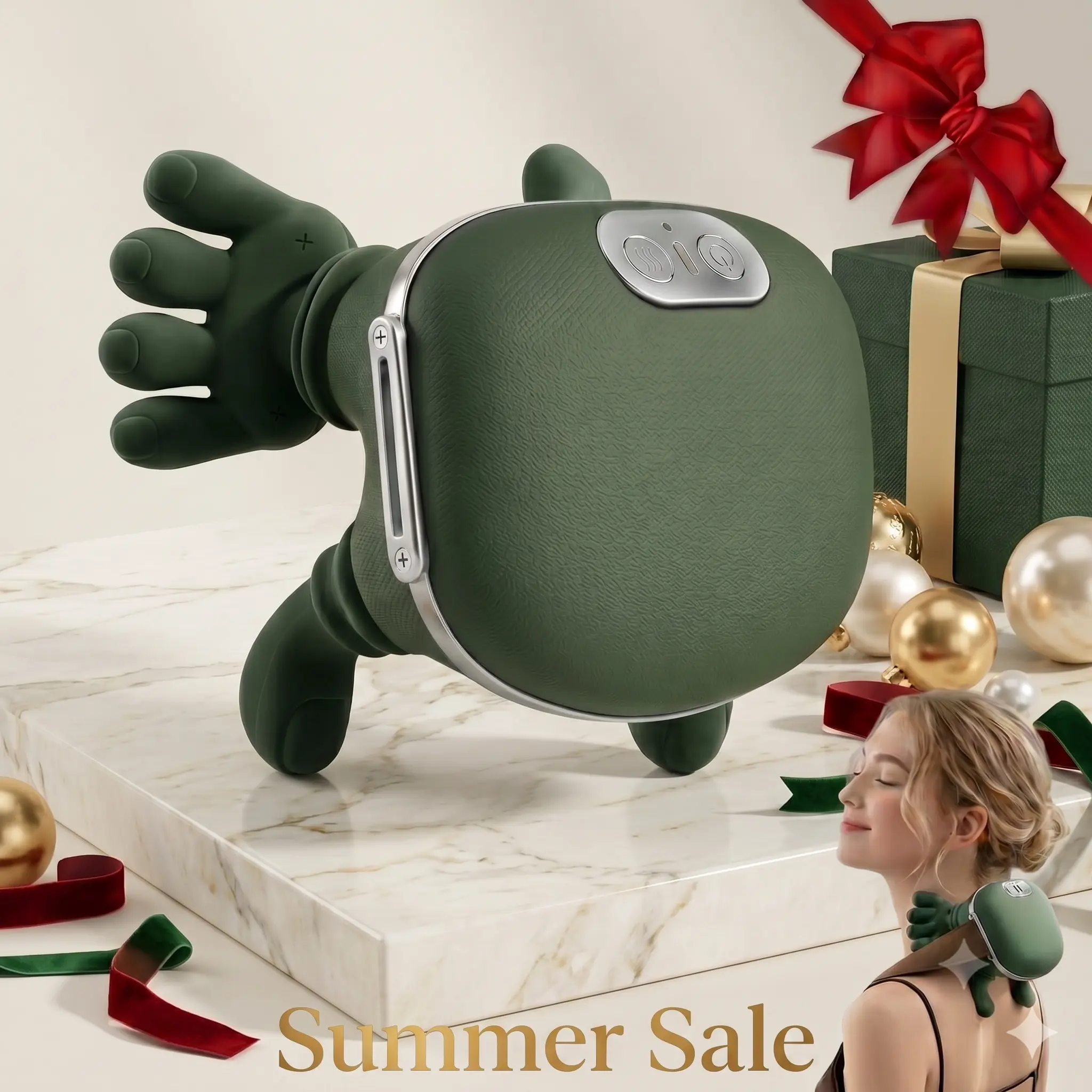 Bionic Hand 3D Kneading Shoulder Massager with Soothing Heat | Wireless Portable Electric Cervical Massage | Lightweight & Adjustable Speed Settings | Best Birthday & Holiday Gift