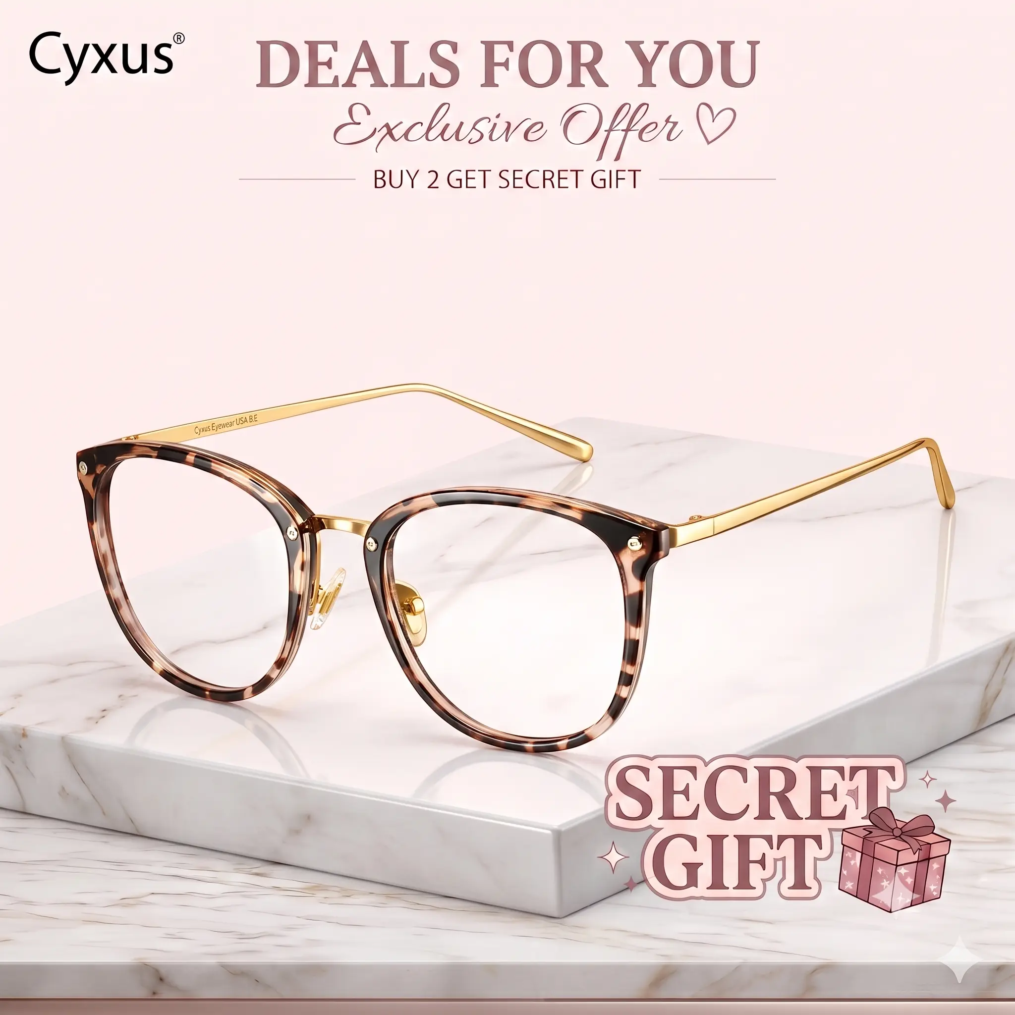 Cyxus Blue Light Glasses for Women, Sleek Cat Eye TR90 & Metal Frame, High Quality Eyewear for Work & Daily Screen, Durable Non-Prescription Lenses, Blue Lights Glasses