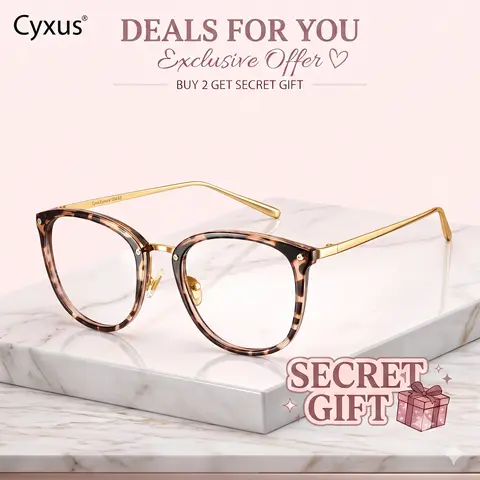 Cyxus Women's SohoChic Blue-Light Filter Glasses - Sleek Full Rim TR90-Alloy Cat Eye Frame, High Quality Eyewear, Durable Scratch-Resistant Non-Prescription Lenses, Stylish Accessories for Women, 30-Day Money-Back Guarantee, For Work & Daily Screen Use