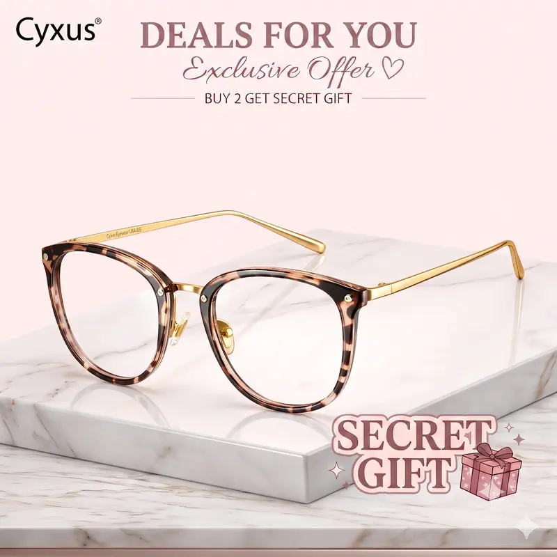 Cyxus Women's SohoChic Blue-Light Filter Glasses - Sleek Full Rim TR90-Alloy Cat Eye Frame, High Quality Eyewear, Durable Scratch-Resistant Non-Prescription Lenses, Stylish Accessories for Women, 30-Day Money-Back Guarantee, For Work & Daily Screen Use