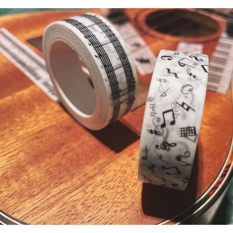 Black and White Piano Note Melody Keyboard  Staff Stave Score Music washi Tape Set of 4 Rolls - Decorative DIY  Masking Scrapbook Notebook Planner | Length: 10m (10.93 Yards)