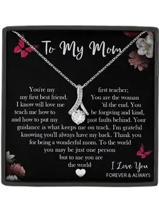 To My Mom Eternal Heart Zircon Necklace, Sentimental Necklaces for Mother,Gift Box Included, Perfect for Mother's Day Birthday Christmas