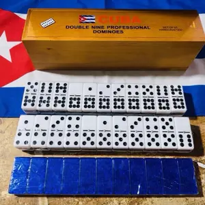 Cuban Professional 55-Pieces Double Nine Dominoes with Wooden Storage Box Acrylic Coating Handcrafted Quality