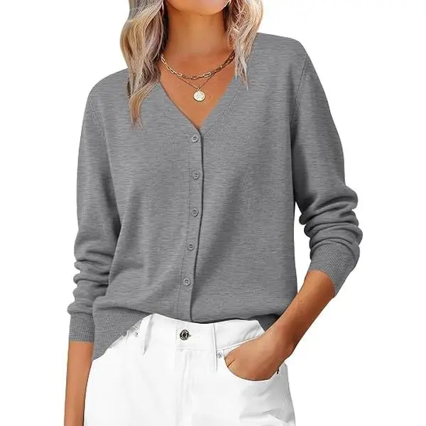 ZESICA Women's Fall Long Sleeve Wool Blend Lightweight Cardigan Sweaters | Button, V Neck, Casual Open Front Soft Sweaters, Solid Color Daily Knitwear, Work Business, 2026 Fashion Trendy Clothes