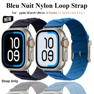 En Mer Nylon Strap, Smart watch strap, Outdoor Sports Strap Suitable for Apple Watch Woven Strap 44mm 45mm 49mm 40mm Nylon H-Buckle Hermes IWatch Ultra 1-3 Knitted Strap Compatible Series 11 10 SE Strap s1-S11 Suitable Women and Men