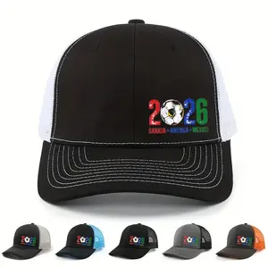 2026 Soccer Printed Mesh Trucker Hat Adjustable Breathable Baseball Cap Casual Outdoor Sports Sun Protection Unisex