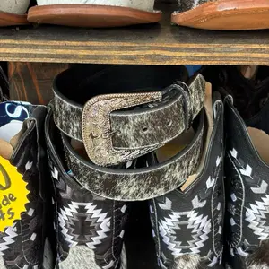 Cowhide Belt 2 Inches Wide with Embossed Buckle