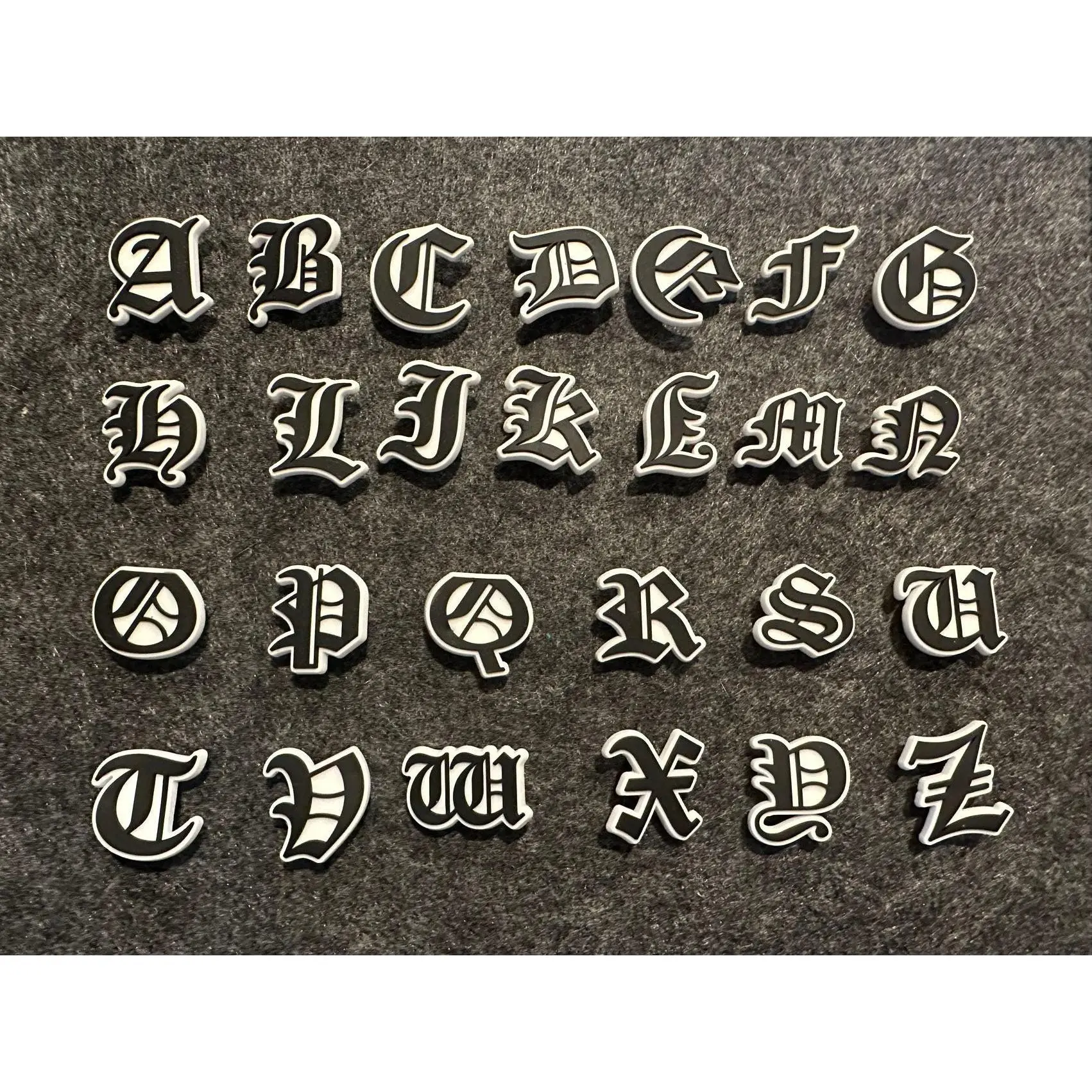 Ancient greek alphabet Design Kids Alphabet Letter Shoe Charms  Black and White