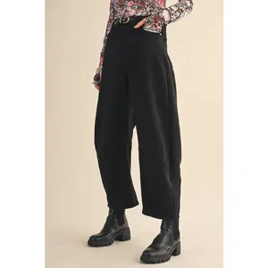 Suede Barrel Pants Black and Taupe