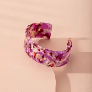Acrylic Tortoise Shell Wide Brown Cuff Bracelet Leopard Print Fashion Jewelry