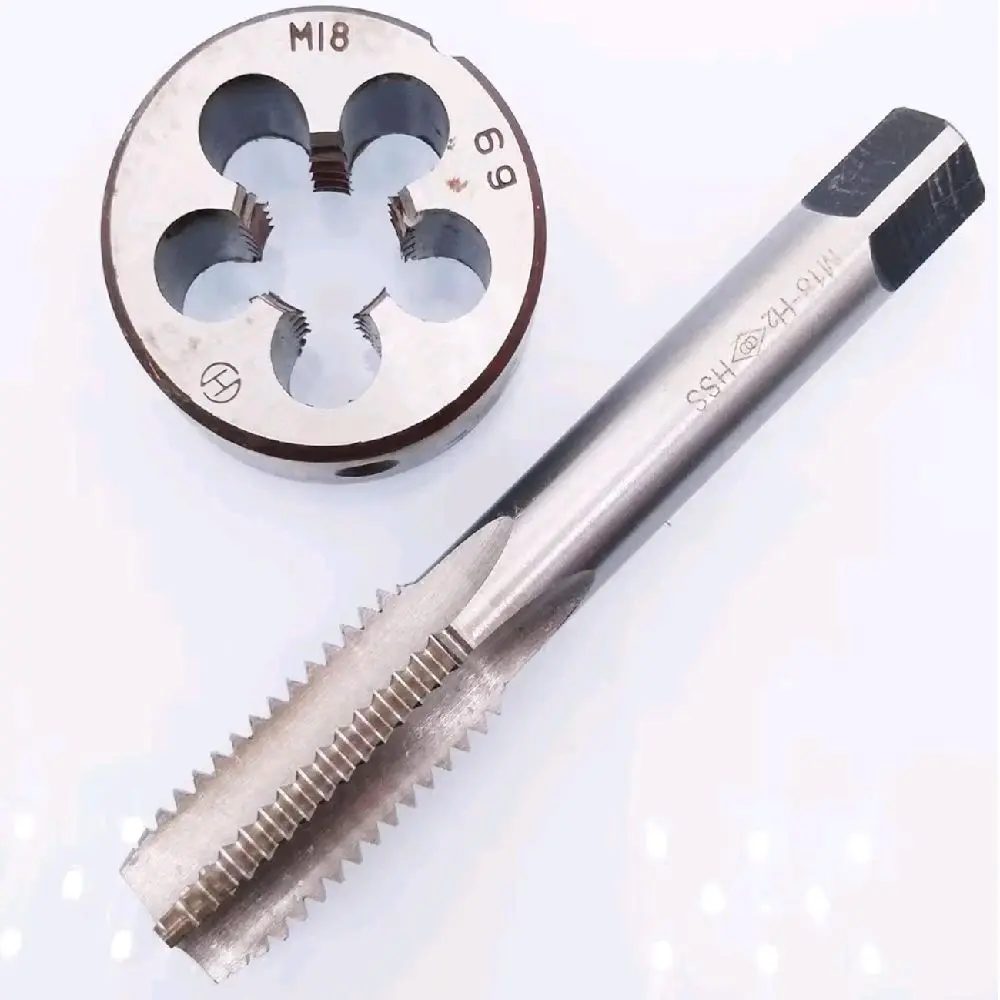 HSS Steel Right-Handed M18 x 0.098 in Tap & Die Set, Accurate Metric Threading Tool for Precision Machining
