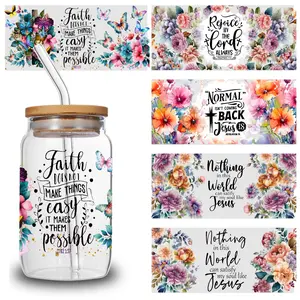 5 Sheets Floral Design UV  Stickers Vinyl funny stickers Plastic Inspiring Designs Unicorn Glass film    dtf heat Waterproof Transfer transfer sticker Bear Iron-On Wrap