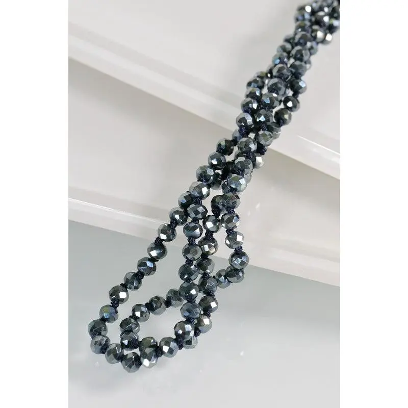 Silver Crystal Beaded Necklace