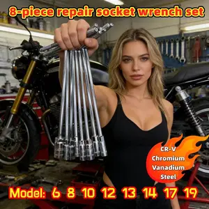 8pcs T-Handle Wrench Set, Sizes 6/8/10/12/13/14/17/19, Multi-Functional Socket Tool Kit, Home Repair, Bike Motorcycle Maintenance