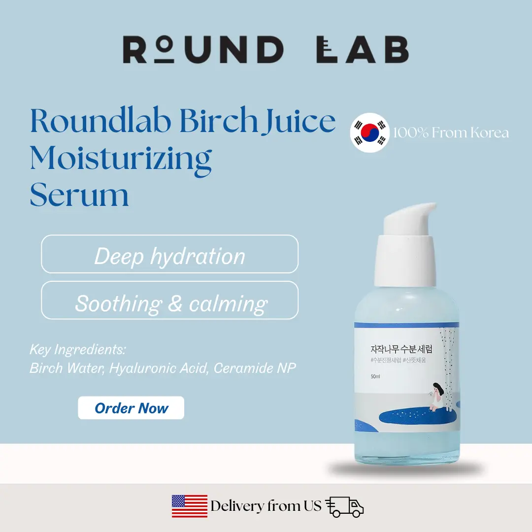 Round Lab Birch Juice Moisturizing Serum 50ml - Birch Sap & Hyaluronic Acid for Deep Hydration & Soothing All Skin Types - Moisture, Hydrate