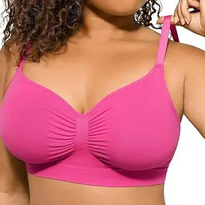 FeelinGirl #live1 Women's Wireless Bra Comfort up to 44DD No Padding No Underwire Unlined Cami Bra Seamless Sports Bra for Everyday Wear Breathable and Stretchy Springtok