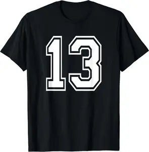 Number 13 Numbered Uniform Sports Jersey Team 13th Birthday T-Shirt