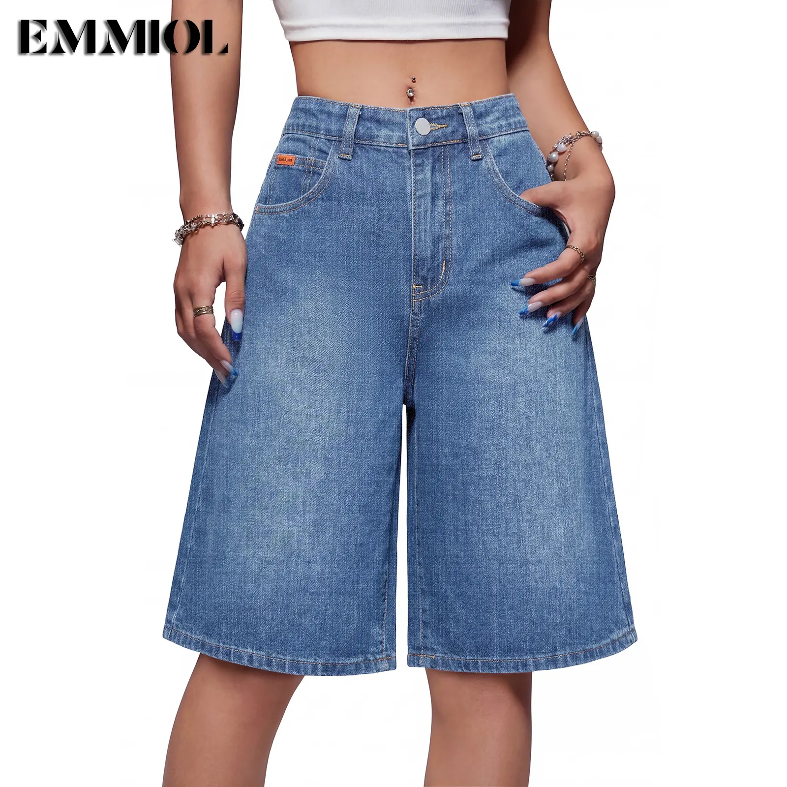 EMMIOL【Back to School】Baggy Capris Jorts for Women Wide Leg Denim Shorts Y2k Mid Rise Bermuda Streetwear Boyfriend Jean Shorts with Pockets Summer Vibes EMMIOL【Back to School】Baggy Capris Jorts for Women Wide Leg Denim Shorts Y2k Mid Rise Bermuda Streetwear Boyfriend Jean Shorts with Pockets Summer Vibes