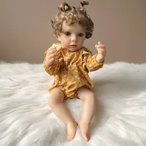 22" Realistic Princess Doll with Golden Curls Silicone Full Body Reborn Girl Accessories Set Sit-and-Stand Birthday Christmas Gift Collector