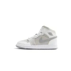Youth Jordan 1 Mid SE Summit White/Metallic Silver (HQ3600 121) (GS)