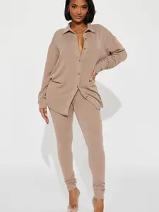 Maddie Ribbed Legging Set - Taupe