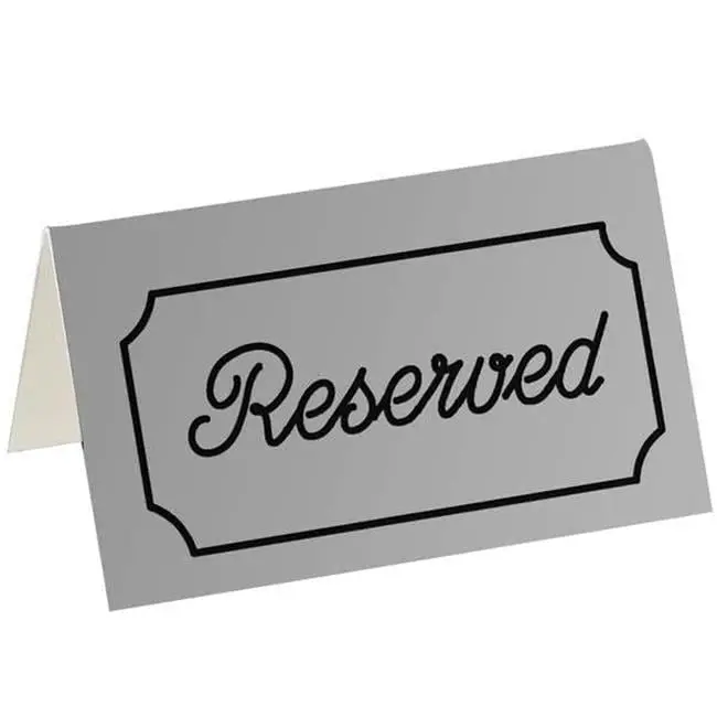 Cal Mil 273-10 Elegant Double-Sided Plastic Rectangle Reserved Tent Sign, 5" W x 3" H Home Decor Plaque