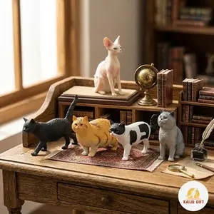 5pcs Realistic Animal Models, Cow Cat Blue Cat Cat Hairless Cat Cat, Cake Decorations, Ornaments, Home Desk Decor, Cat Lovers Gift