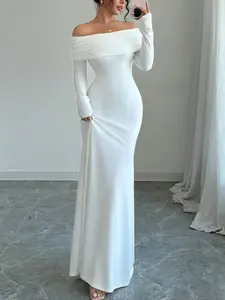 Off-Shoulder Long Sleeve Bodycon Maxi Dress
