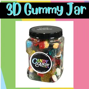 3D Gummy Jar Assorted Gummy Mix - Sweet Candy Snack - Resealable jar - strawberry - orange - grape- pineapple - and more