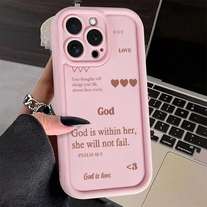 Creative Religious Quotes Pattern Phone Case, TPU Decorative Phone Protector Cover, Phone Accessories Compatible with iPhone 11 12 13 14 15 16 Pro Max, Casing.QXB814