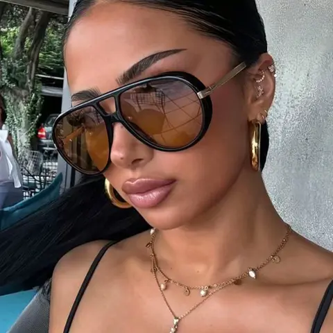 Vintage Large Frame PC Material Fashion Glasses, Trendy Casual Sunglasses, Street Style Sunglasses, Trendy Streetwear Sunglasses, Street Style Shades, Perfect for Daily Use, Outdoor Activities, Driving, All Seasons, Fashionable Sunglasses