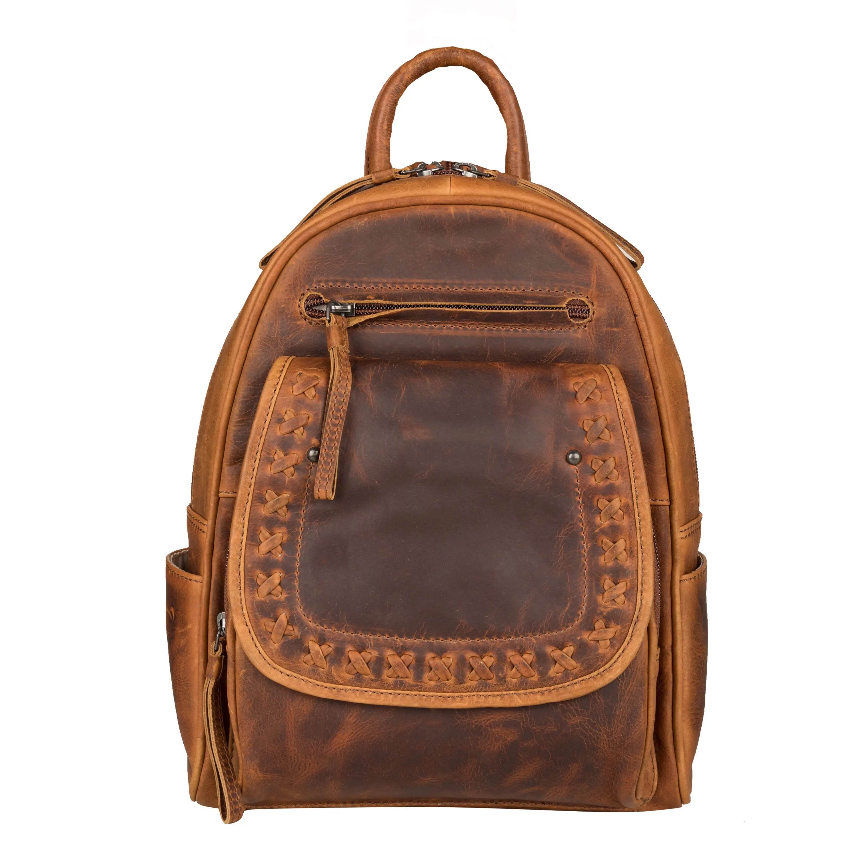 Concealed Carry RFID Daisy Leather Backpack by Lady Conceal with Ambidextrous Draw and Locking Compatment
