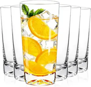 Drinking Glasses Set of 6, 16 oz Glass Cups with Wide Mouth Design,Water Glasses for Bar Glassware, Premium Tall Glasses Drinking Set for Water, Beer, Juice and Cocktail, Unique Gifts for Christmas
