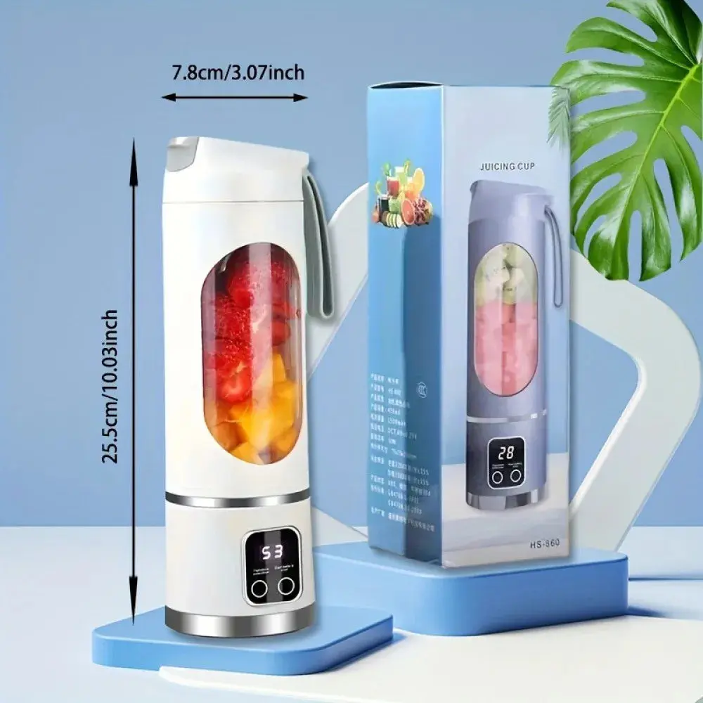 Single Compact Multifunctional Mini Blender - 1000ml Rechargeable Cordless Juicer with USB Port, LED Display Screen, Ice-Blending Capability, for Campfire/BBQ Party, On-the-Go Household Kitchen Appliance