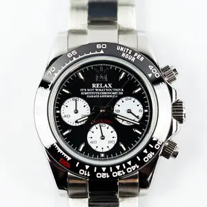 Relax Black & White Subdials Chronograph