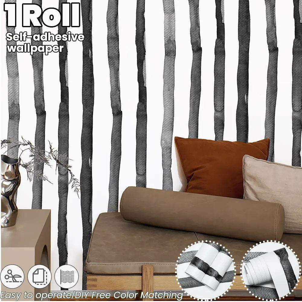 Self-Adhesive Striped Wallpaper Roll, Ideal for Indoor Walls, Kitchen, Furniture Renovation, Home Decor, Modern Wallpaper, Decorative Wallpaper