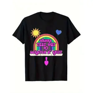 Inappropriate Adult Humor T-Shirt| Wanna Test Out My Scratch N Sniff Funny Graphic Tee, 180g Cotton Soft Casual Short Sleeve Top for Women