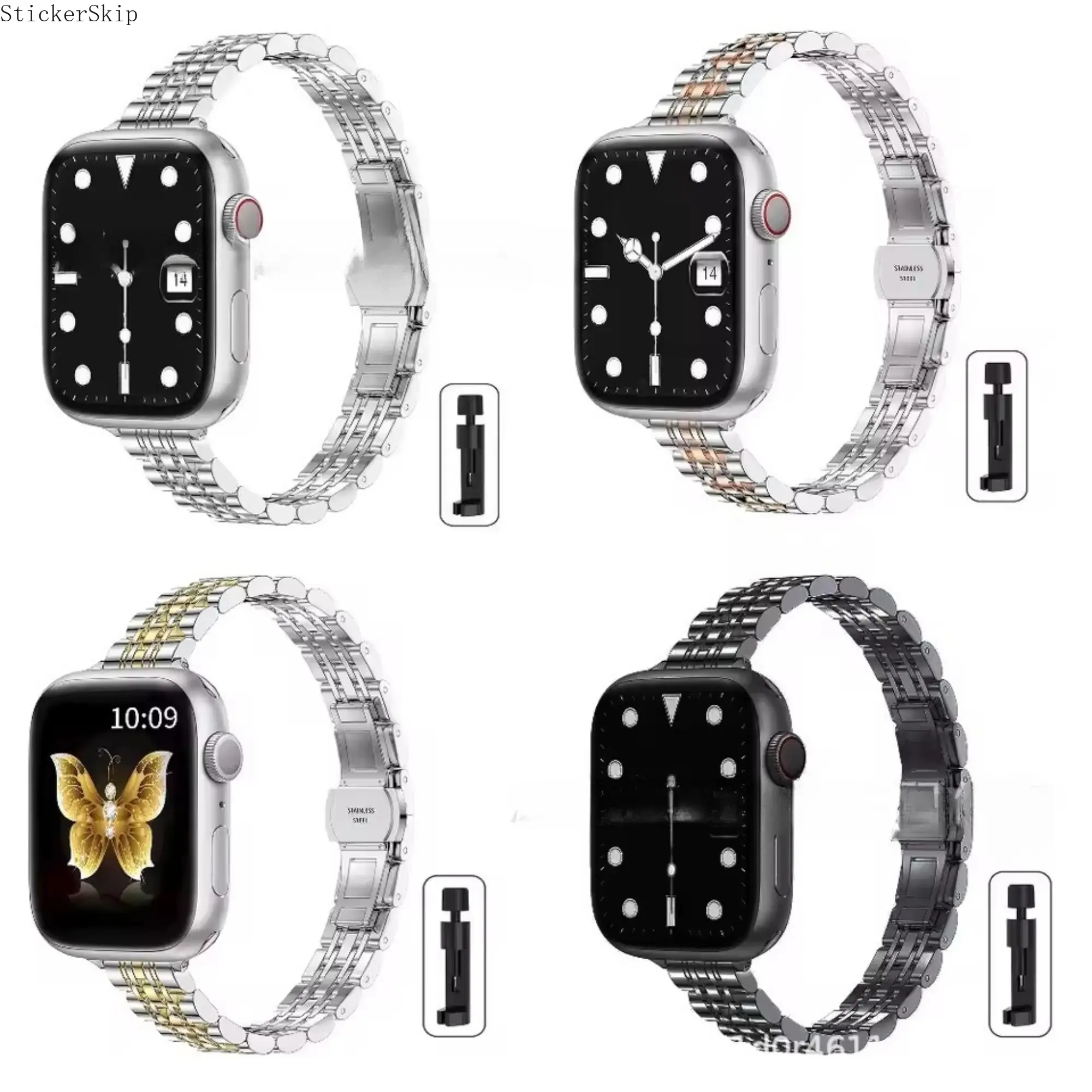 2026 Trendy Apple Watch Band & Case Set with Tool – Durable Metal Strap Kit Compatible with Series 1–9 & SE, Full Protective Cover + Easy Install Tool, Stylish Replacement Kit for Daily Wear, Outdoor & Gift