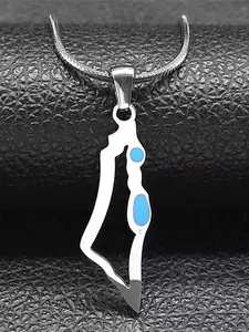 Israel Palestine Country Map Pendant Necklace Neck Chain for Women Men Stainless Steel Country Geography Gift