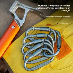 2*D - Type Aluminum Alloy Locking Carabiner Multi - function Outdoor Tactical Gear Mountaineering Buckle Keychain Bottle Clip for Hiking Camping